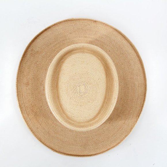 Vintage 1950s 1960s Straw Cowboy Hat Gambler Crown Mid Brim Cream Beige - Picture 9 of 12